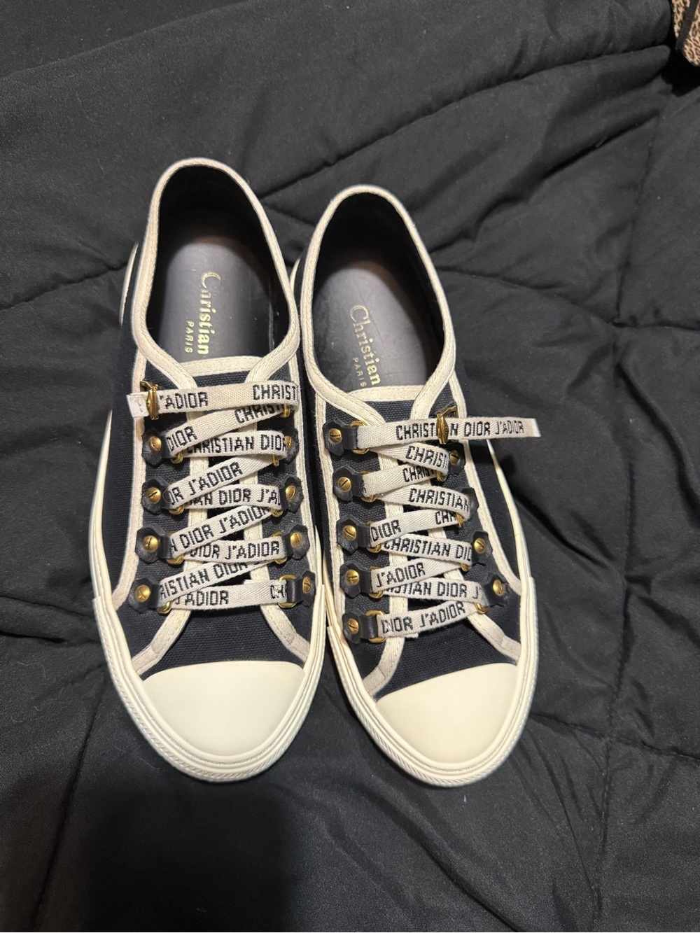 Dior Black and White J'Adior Lace-Up Sneakers